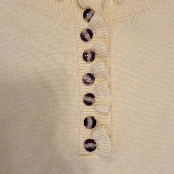 BTFBM pullover 1/4 button relaxed heavy sweater - ruffles - yellow - M - Picture 4 of 10